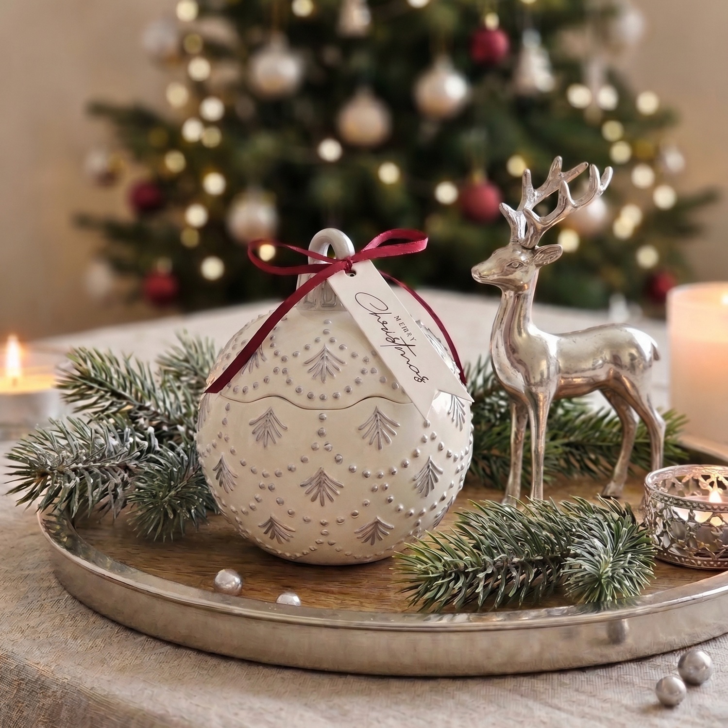 Žvakė Christmas Bauble Enchanted MINI - Balta / Sidabrinė / Žiemos magija / MINI