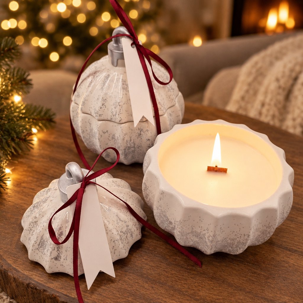 Žvakė Christmas Bauble Glitter - Balta / Sidabrinė / Žiemos magija