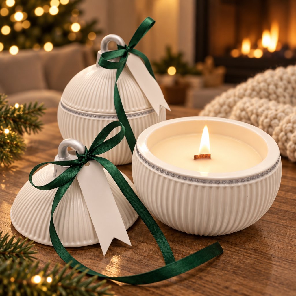 Žvakė Christmas Bauble Elegance - Balta / Sidabrinė / Žiemos magija